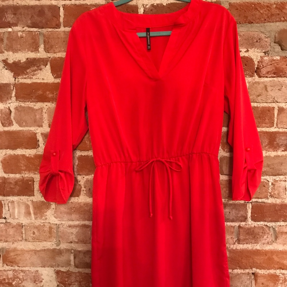 Red sleeved dress